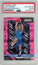 PSA/DNA LUKA DONCIC 2018-19 PANINI PRIZM PINK ICE ROOKIE CARD #280 SIGNED AUTO