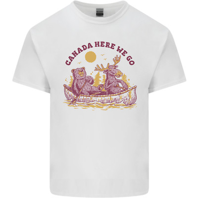 Canada Here We Go Moose And Bear Canadian Herren Cotton Maglietta Tee Top