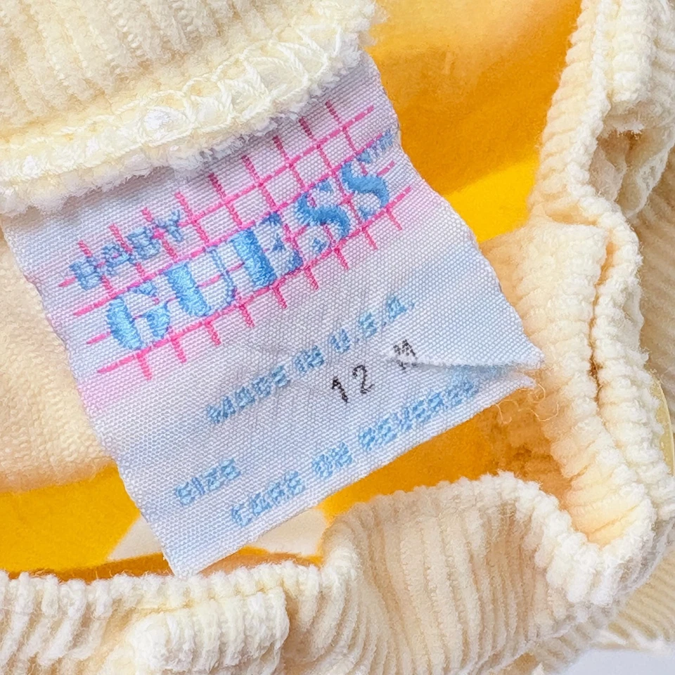 Pantalones cortos vintage Guess bebé niña cordón amarillo cintura elástica 12 m Foto 3 de 4