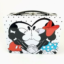 Mickey  Minnie Mouse Large Tin Tote Metal Lunch Box Disney Love Kiss 89070