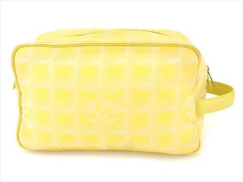 Chanel Clutch bag New travel line Yellow Canvas Woman Authentic Used T8797