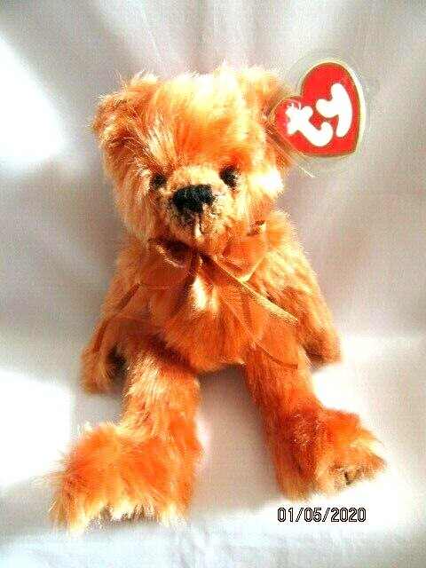 TY BEANIES BEAR - ATTIC TREASURES CLAY - ORANGE BEAR - MINT - RETIRED WITH TAGS