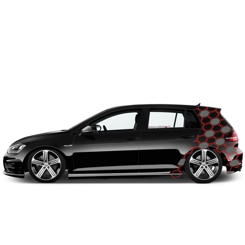 Rautenmuster Auto Aufkleber Set Dekor Waben Car Tattoo Karosserie Folie-n - Picture 2 of 4