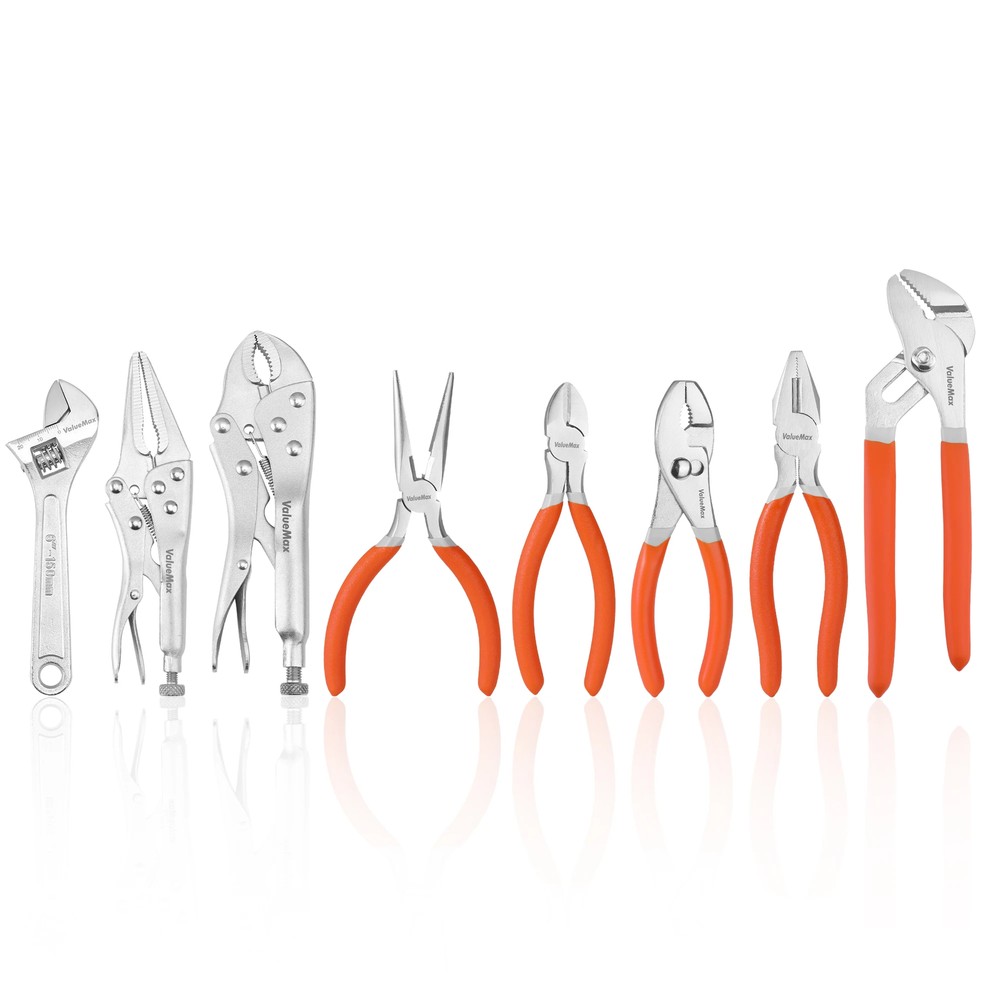 Pliers and Wrench, Includes Linesman Pliers, Locking Pliers, Needle Nose Pliers