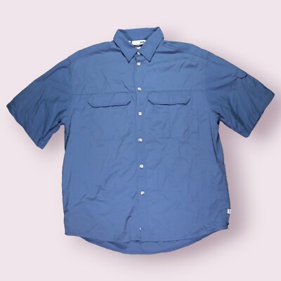 REI CO-OP Button Down Shirt UPF 50+ Blue Hunting Outdoor Size
