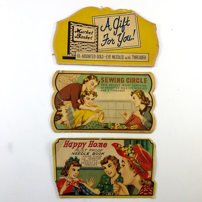 Vintage Sewing Needle Book HAPPY HOME SEWING CIRCLE 1940's Lot of 3