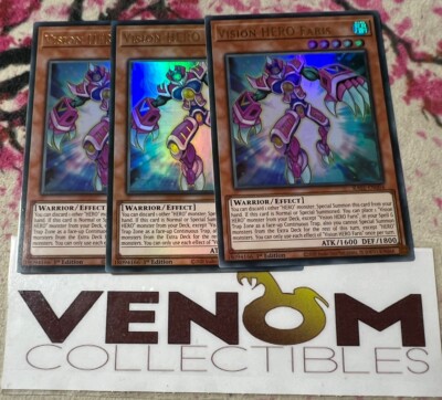 3x (M/NM) *EURO* Vision HERO Faris RA01-EN004 Ultra Rare 1st Edition YuGiOh