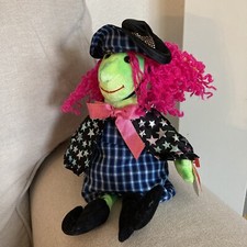 Ty Beanie Baby SCARY The WITCH 8 inch HALLOWEEN Paper Tags Plush Pink hair