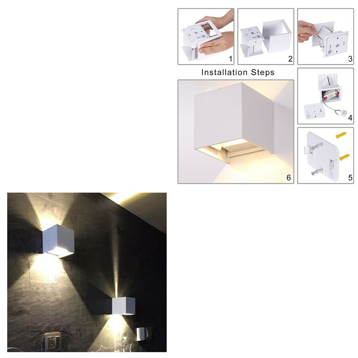 Trade Shop - Applique A Led Faro Cubo Faretto Lampada Da Parete Muro 12w Doppia Luce Ip65 - Bianco Caldo - | Leroy Merlin - Foto 13