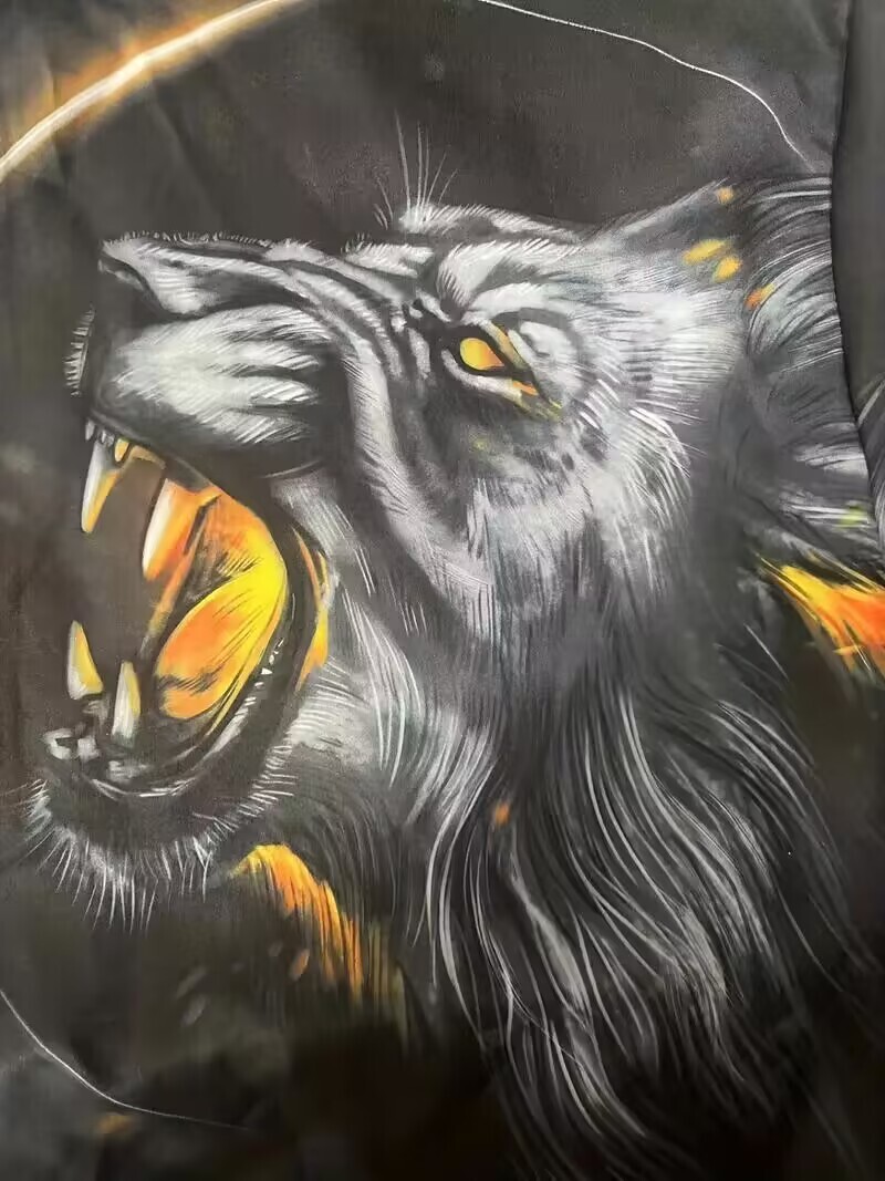 Button Up Shirts Long Sleeve Black Lion Graphic Casual Vintage