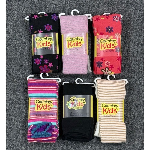 Toddler Girls Cotton Tights/Footless Tights Lot - 6 Pairs