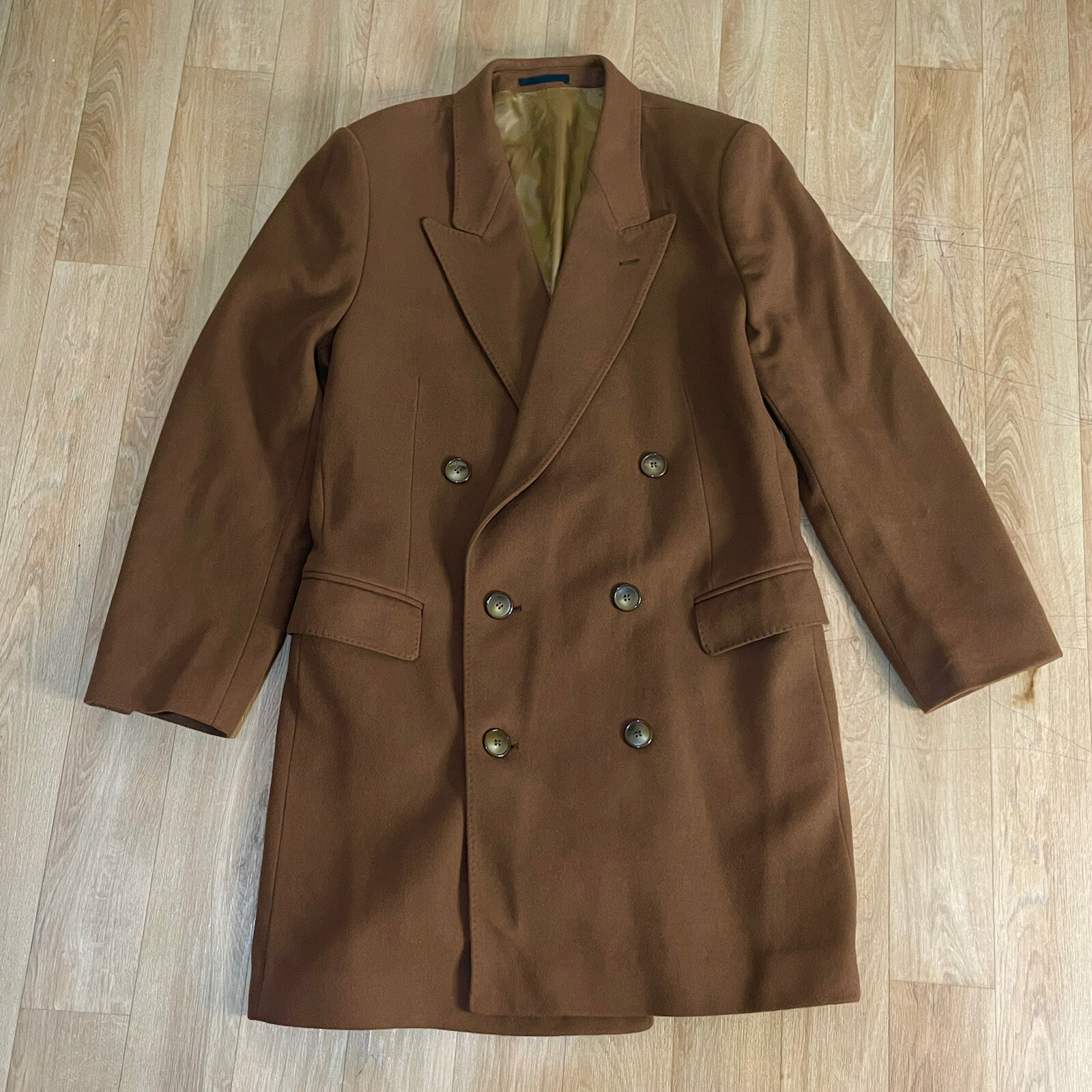 Yves Saint Laurent YSL trench cappotto vintage pea coatn CASHMERE lana uomo marrone L