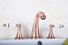 Widespread Bathroom Basin Faucet Sink Waterfall 3 Holes 2 Knobs Tub Mixer Tap
