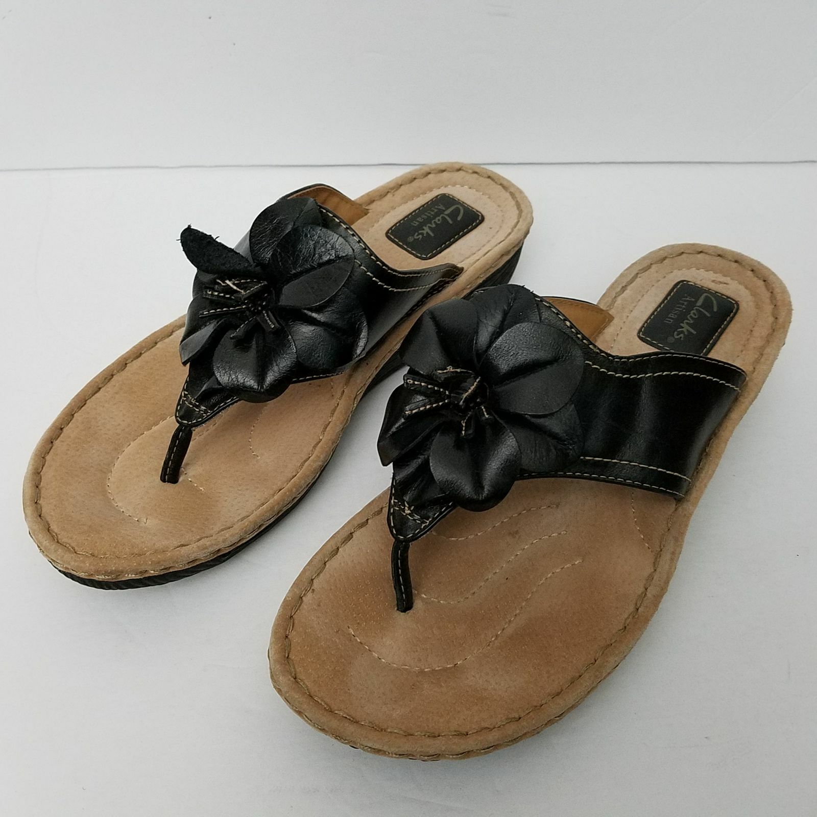 clarks blue flip flops