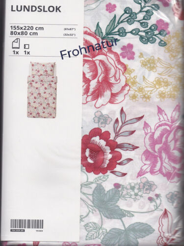 Ikea LUNDSLOK Bettwäsche Set 2tlg.155x220 bunt Rosen Baumwolle NEU OVP Blumen - Bild 1 von 2