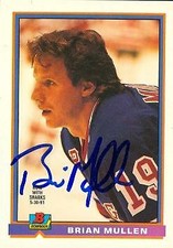 Brain Mullen autographed Hockey Card (New York Rangers) 1991 Bowman #61