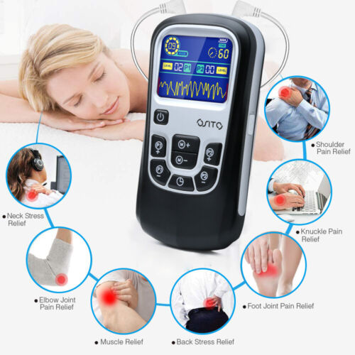 TENS Unit Machine Rechargeable EMS Pulse Massager 2 Output for Sciatica, Chronic - Picture 1 of 12