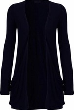 Womens Boyfriend Cardigan Ladies Long Sleeves 2 Front Pockets Stretchy UK 8-26