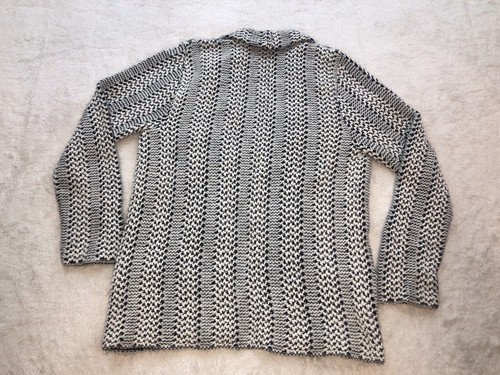 Vintage Dotty Mann Damen Schwarz Weiß Strick Cardigan CottageCore Landhaus Retro - Bild 7 von 12