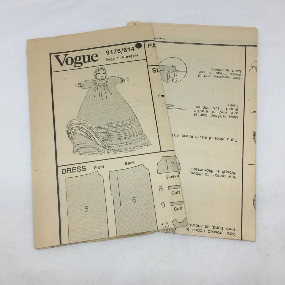 Vintage Vogue Pattern Linda Carr 9176 Sewing Craft Baby Doll Christening Dress  - Image 4 of 4