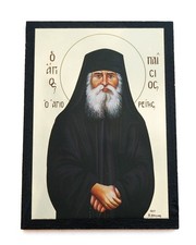 Greek Orthodox MDF icon of Saint Paisios, 10x7cm