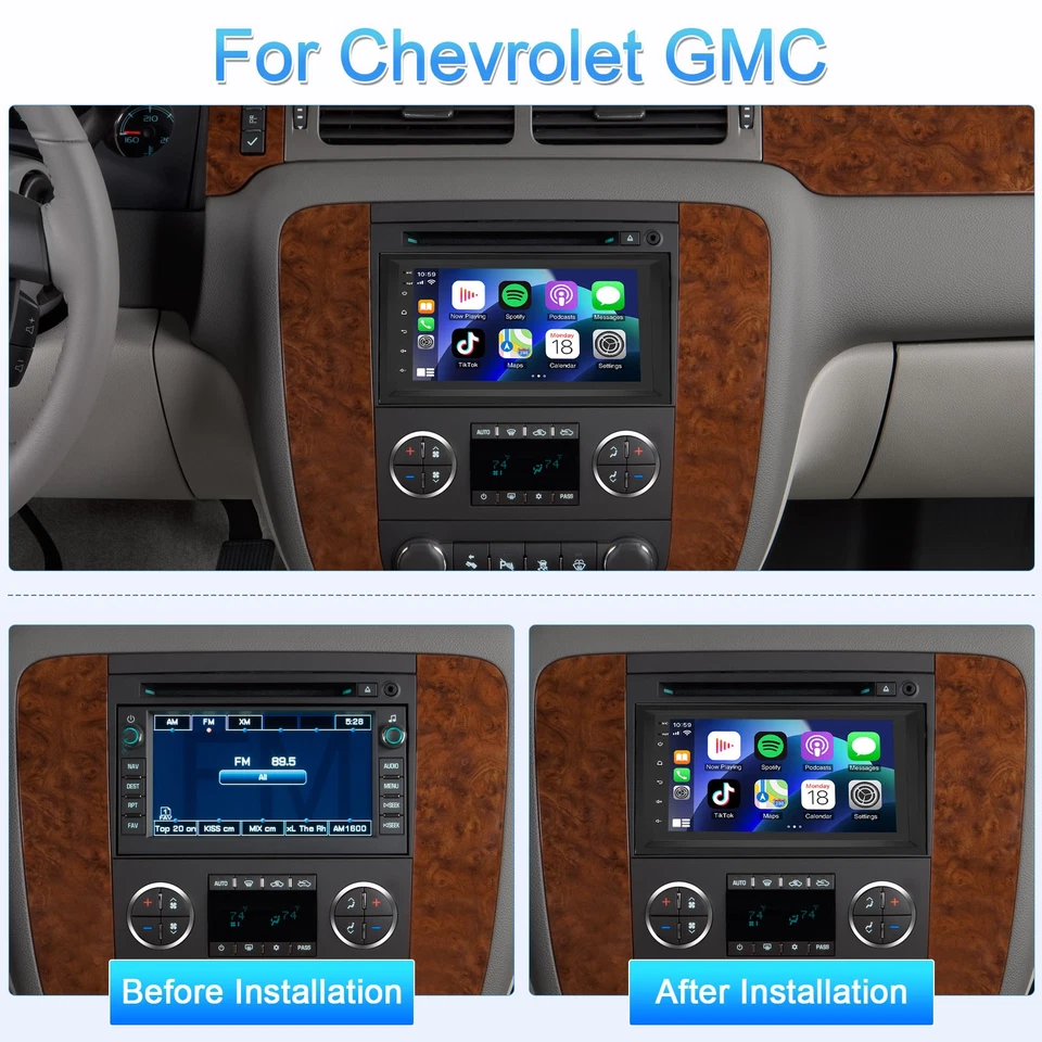 Apple Carplay For 2007-2014 Chevrolet Silverado GMC Sierra Car Stereo Radio GPS Foto 2 de 4