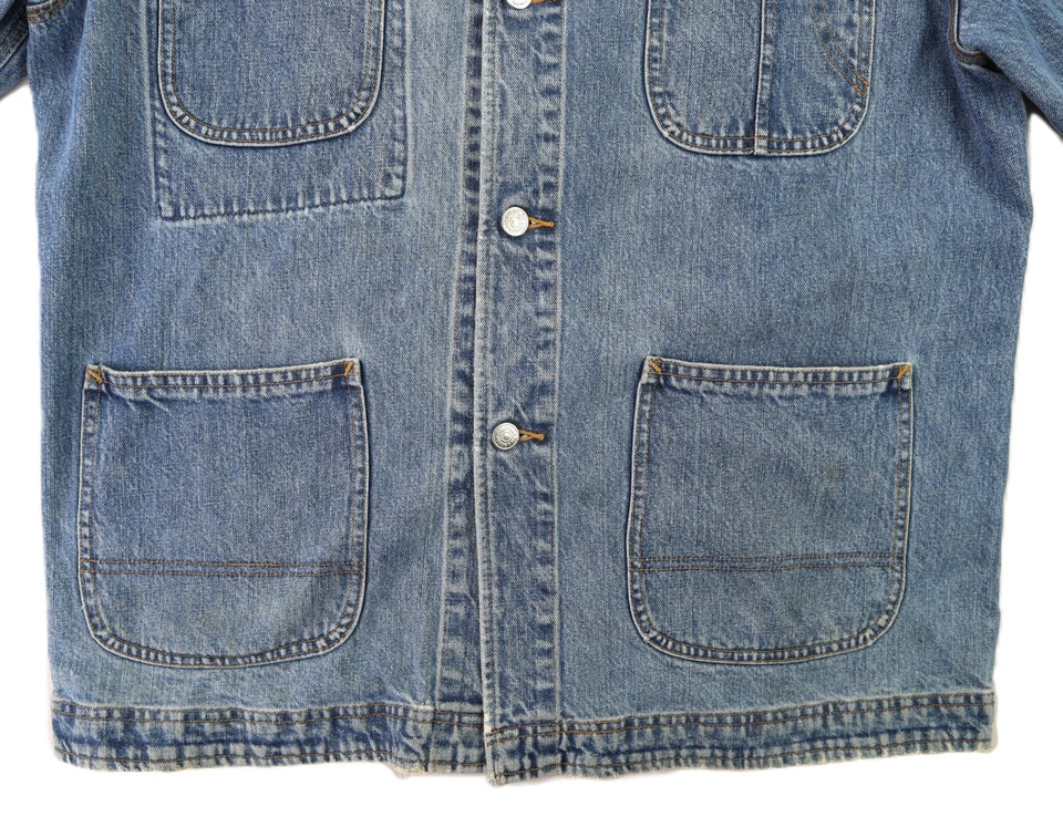 VTG POLO RALPH LAUREN COUNTRY USA Men's Medium Denim Chore Barn Coat Jacket - Image 2 of 4