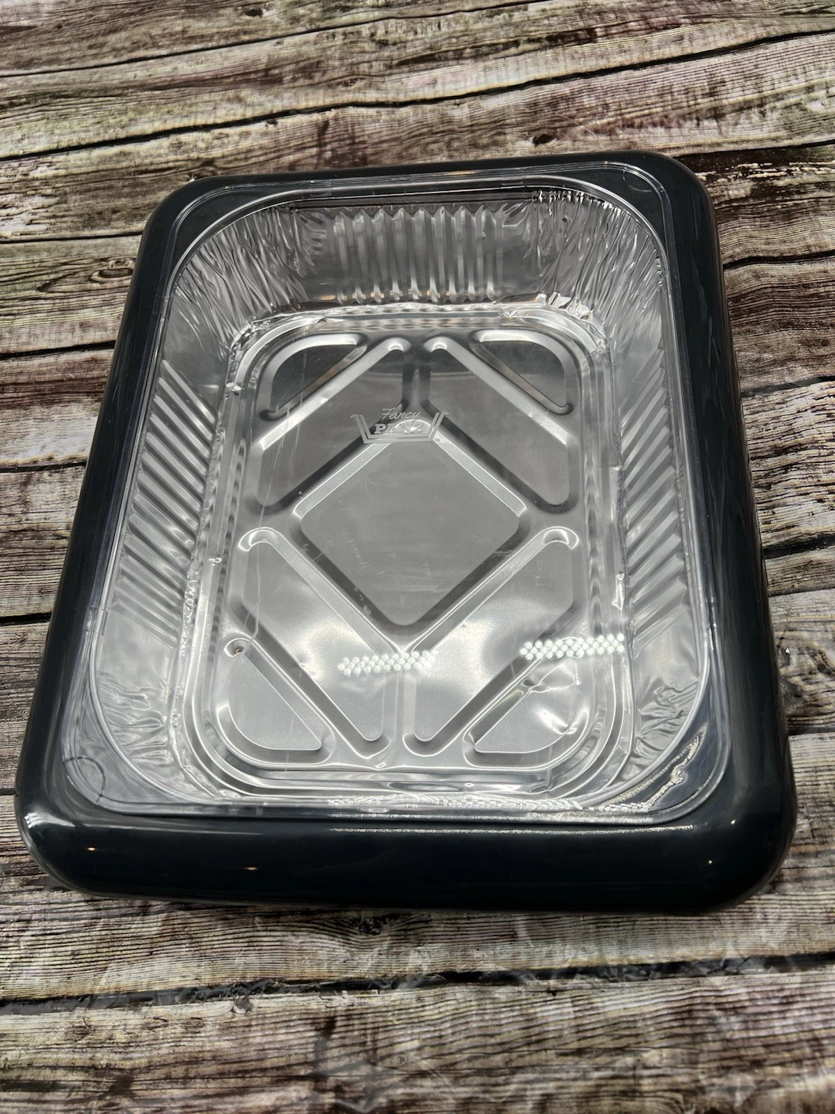Fancy Panz 9"x13" Gray Foil Pan Carrier With Removable Clear Lid For Serving