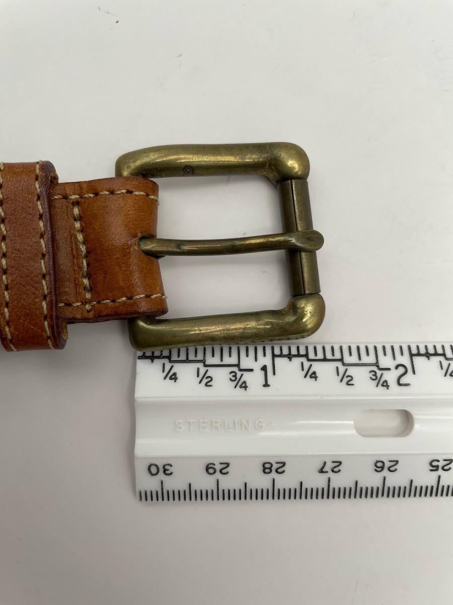 VNT Banana Republic Belt 1” 32 Brown Leather Tan Wool Brass  display picture 3