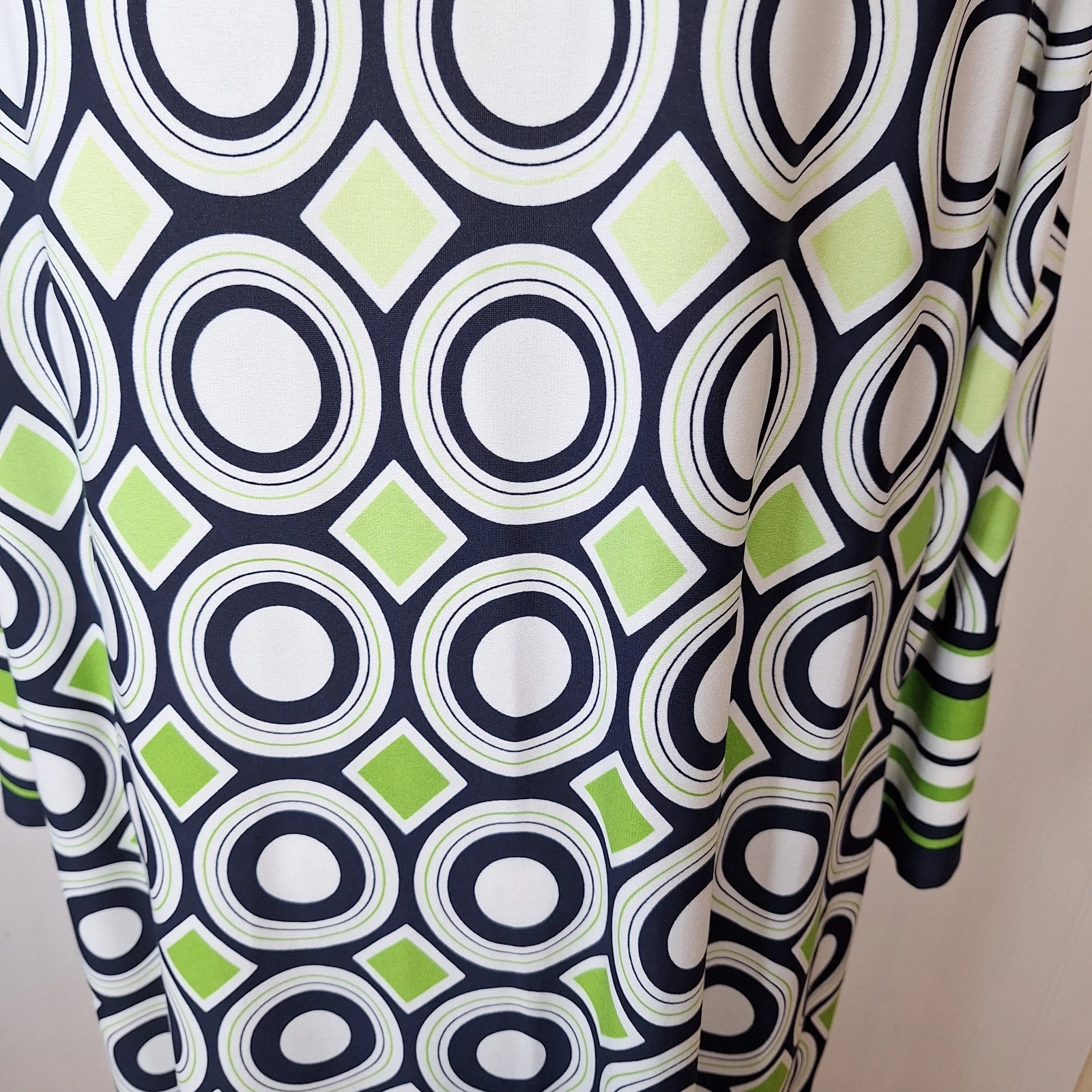 VETEMENTS London Times Donna 2X Abito Cambio Verde Blu Cerchio Stampa Geometrica