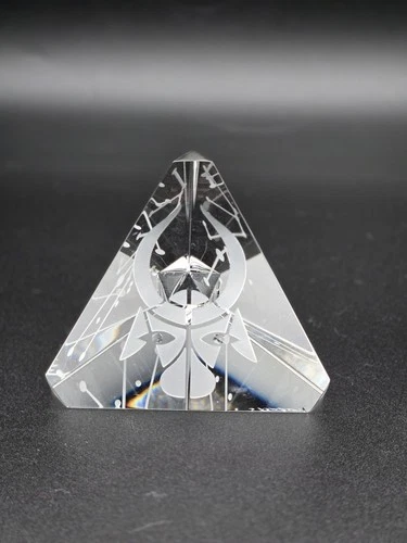 Steuben Astrological Ram Pyramid Paperweight Clear Class Signed Flawed