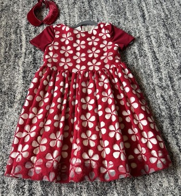 MONNALISA Girls Red Flowers.  Completely Lines With Back Zipper & Collar. 10