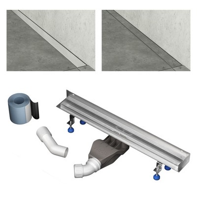 Aquabad Slim Wall Pro Edelstahl Duschrinne Wandmontage Wandaufkantung Flach
