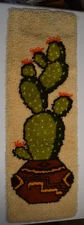 Vintage Potted Cactus Prickly Pear Hook Latch Rug Completed Wall Art Southwest