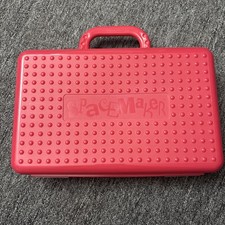 Hot Pink Spacemaker Large Pencil Box with Handle 1990s Plastic Storage Case Vtg