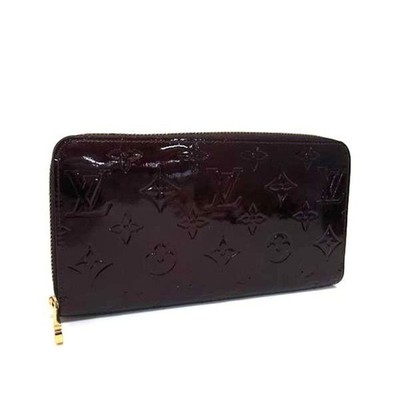 LOUIS VUITTON Zippy Geldbörse M93522 Amaranth Monogram Vernis Damen Rund Reiß...