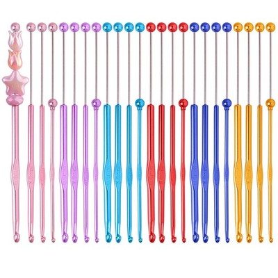 Framendino, 24 Pack Beadable Crochet Hooks 3 mm 4 mm 5 mm 6 mm Aluminum Knitt...