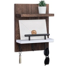 Key Holder Wall Mount Key Holder With 2 Display Shelf 3 Hooks For Key Coat Dog L