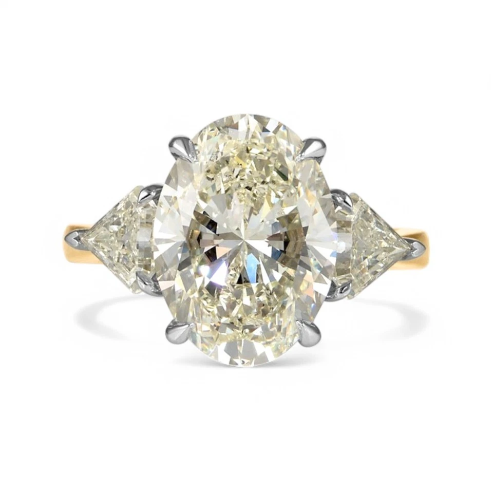 Oval Cut Semi Mount Setting 0.90 Ct Diamond Engagement Ring 14k Multi Tone Gold - Image 4 of 4