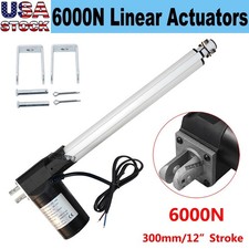 Electric 12" DC 12V Linear Actuator 6000N 1320lbs Lift Heavy Duty W/ Brackets CL