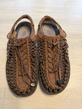 Keen Uneek Men 12 Brown Leather Bungee Cord Sandals Water Friendly Shoes