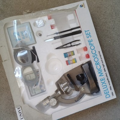 Deluxe Mikroskop Set 100x 300x 600x University Of Cambridge Neu - bitte lesen