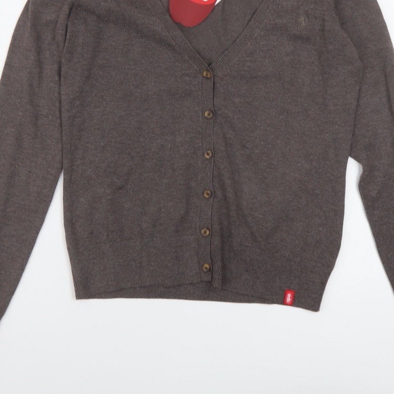 EDC Womens Cardigan Jumper Size S UK '' Brown V-Neck Long Sleeve image 8