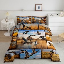 Mallard Duck Duvet Insert Duck Hunting Themed Comforter Set for Kids Teens Ad...