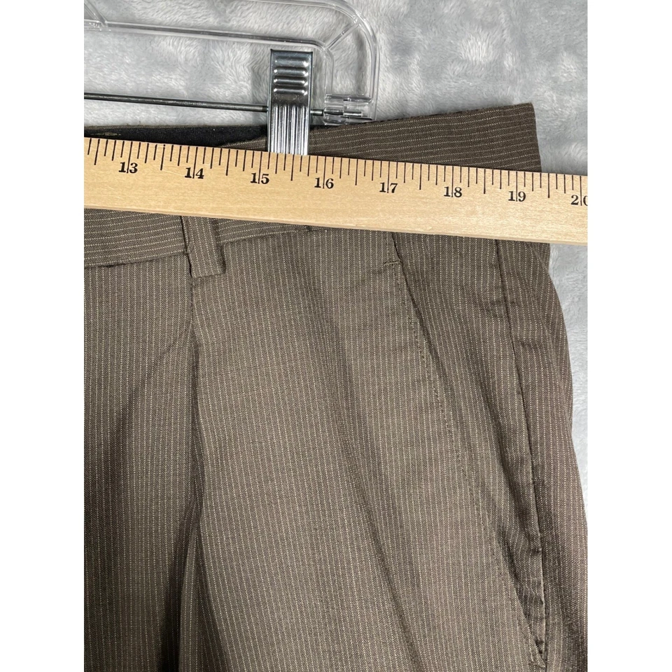 Vintage Tiger Woods Collection Golf Pant 40x32 Brown Stripes Performance Cuff - Image 3 of 4
