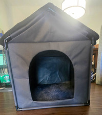 Gray Portable Fabric Indoor Dog House Pet Tent for Small  Medium Dogs, Size M