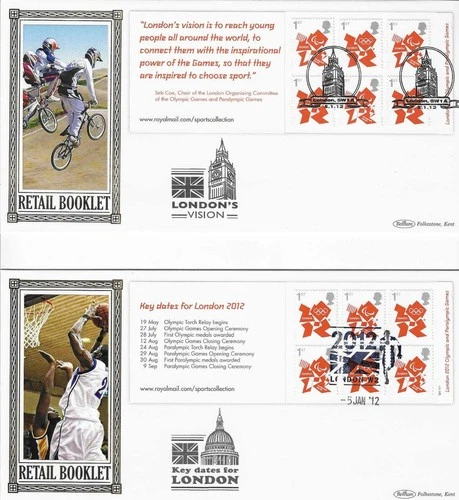 2012 (5 January) Olympic Booklet Both Formats On 2 Benham BLCS First Day Covers