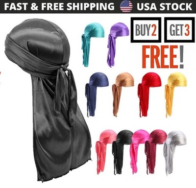 Silky Satin Durag Premium Unisex Bandana Wave Cap Hat Doo Rag Biker Head Wrap