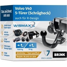 ANHÄNGERKUPPLUNG für Volvo V40 12-19 abnehmbar BRINK +13pol E-Satz Erich J