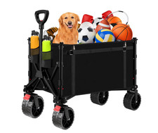 Camkey Heavy Duty Collapsible Folding Wagon Cart, with All-Terrain Wheels, 600D